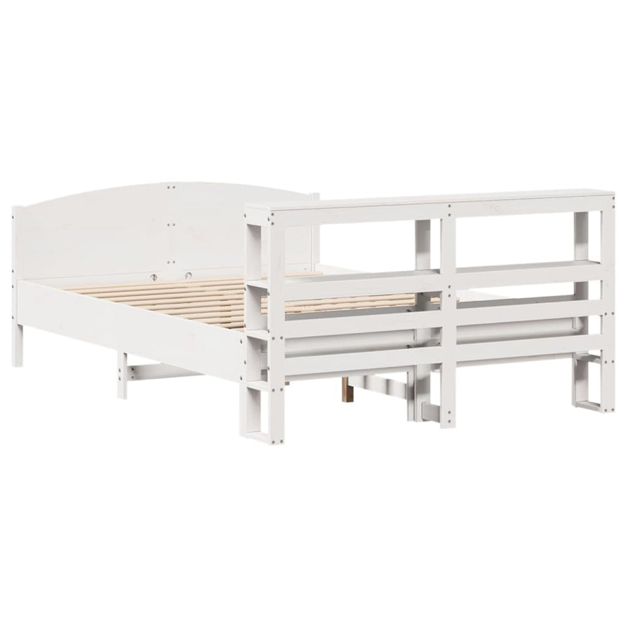 Bedframe zonder matras massief grenenhout wit 140x190 cm