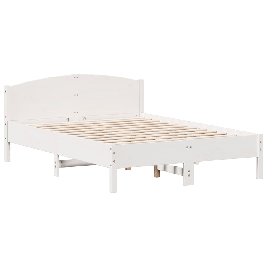 Bedframe zonder matras massief grenenhout wit 140x190 cm