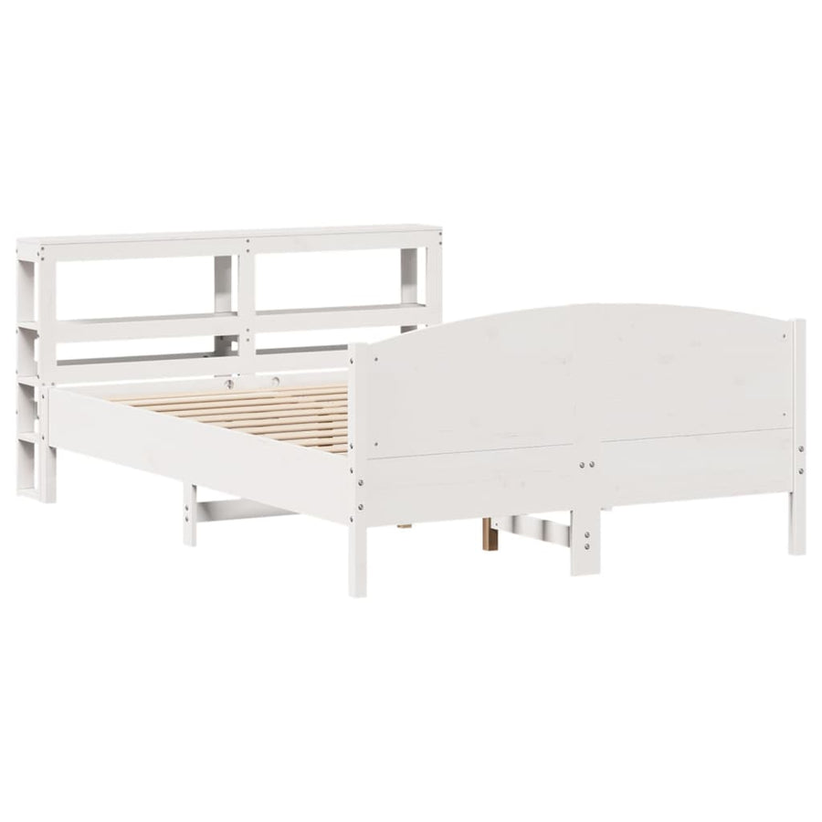Bedframe zonder matras massief grenenhout wit 135x190 cm
