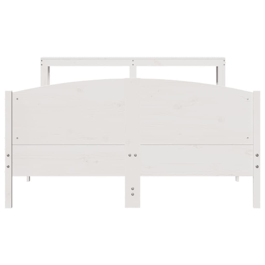 Bedframe zonder matras massief grenenhout wit 135x190 cm