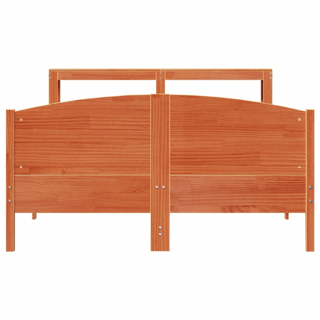 Bedframe zonder matras massief grenenhout wasbruin 135x190 cm
