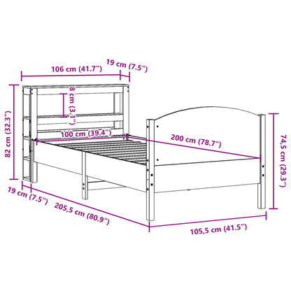 Bedframe zonder matras massief grenenhout wasbruin 100x200 cm