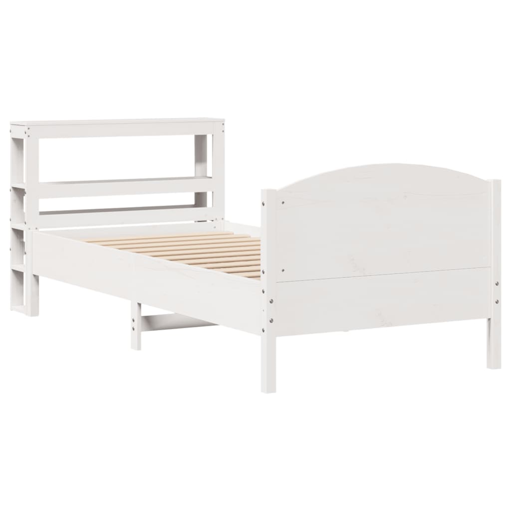 Bedframe zonder matras massief grenenhout wit 75x190 cm