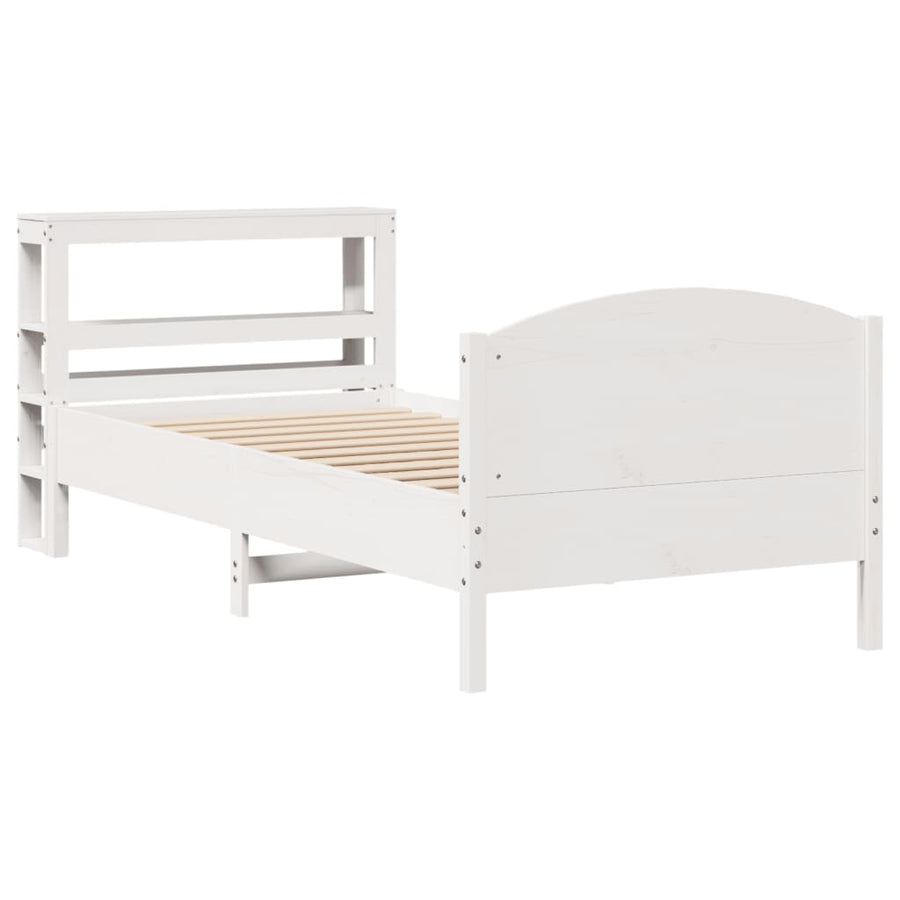 Bedframe zonder matras massief grenenhout wit 75x190 cm