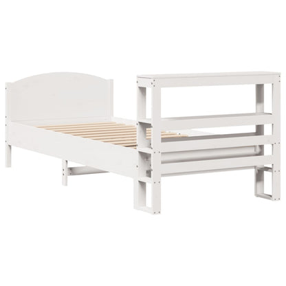 Bedframe zonder matras massief grenenhout wit 75x190 cm