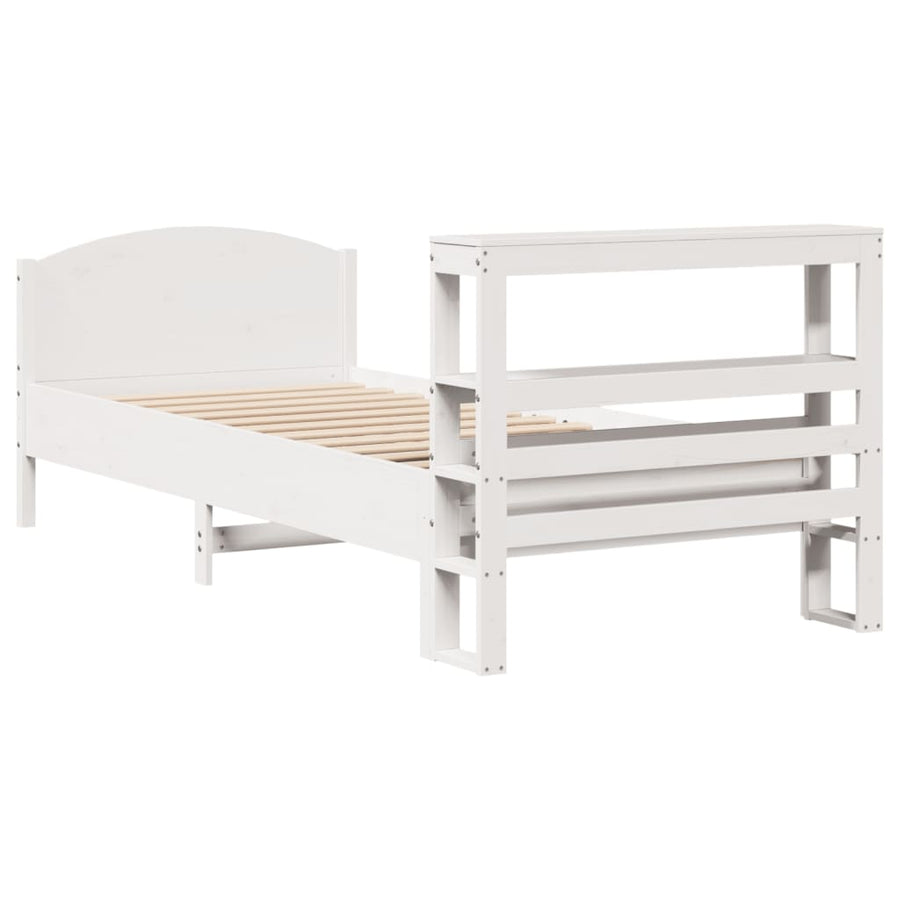 Bedframe zonder matras massief grenenhout wit 75x190 cm