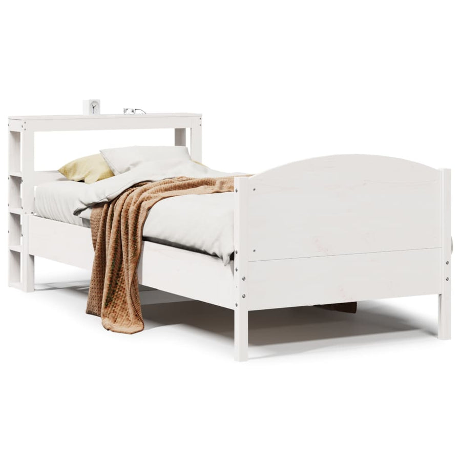 Bedframe zonder matras massief grenenhout wit 75x190 cm