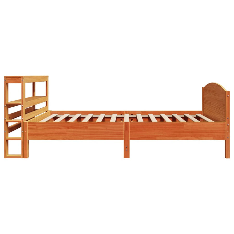 Bedframe zonder matras massief grenenhout wasbruin 75x190 cm