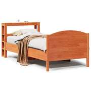Bedframe massief grenenhout wasbruin 75x190 cm
