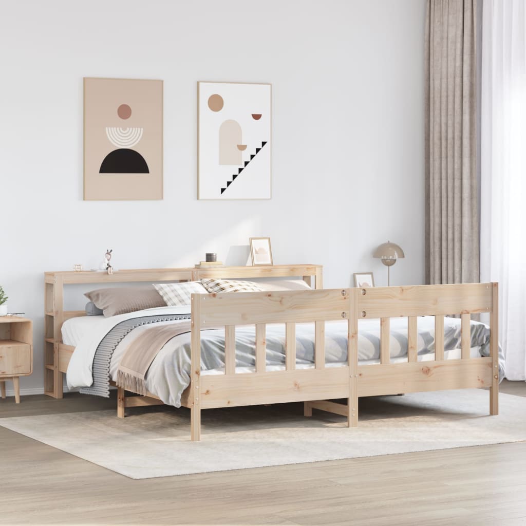 Bedframe Zonder Matras Massief Grenenhout 200 x 200 cm Naturel