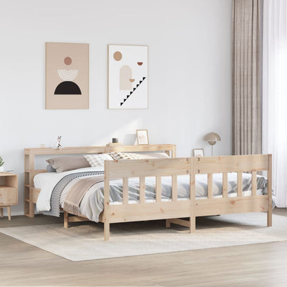 Bedframe Zonder Matras Massief Grenenhout 200 x 200 cm Naturel