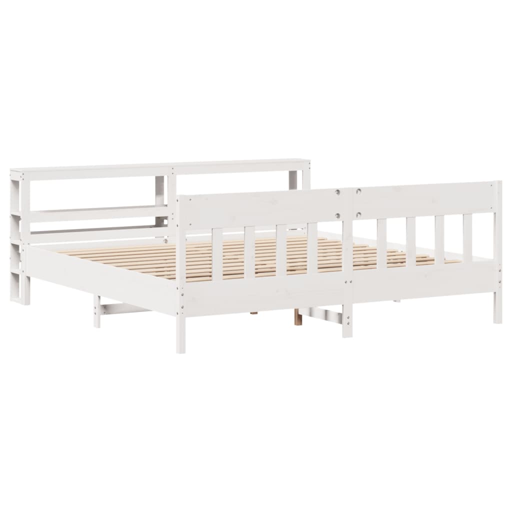 Bedframe zonder matras massief grenenhout wit 200x200 cm