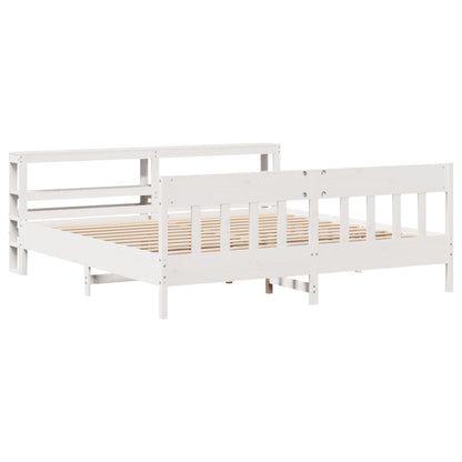 Bedframe zonder matras massief grenenhout wit 200x200 cm