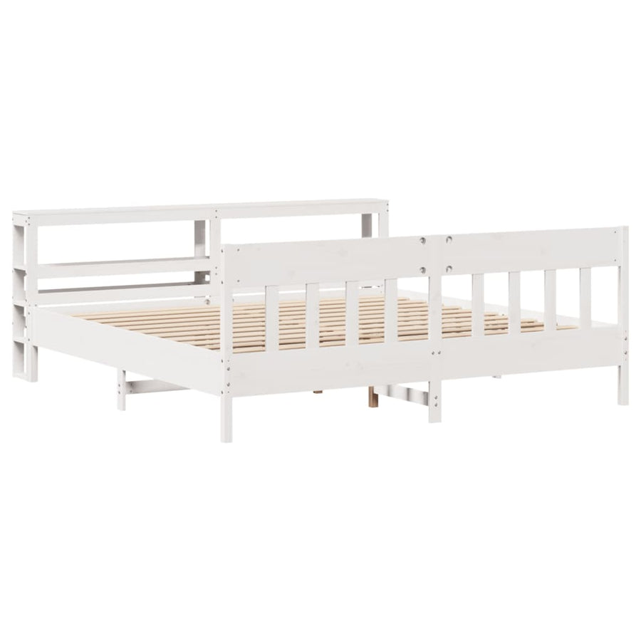 Bedframe zonder matras massief grenenhout wit 200x200 cm