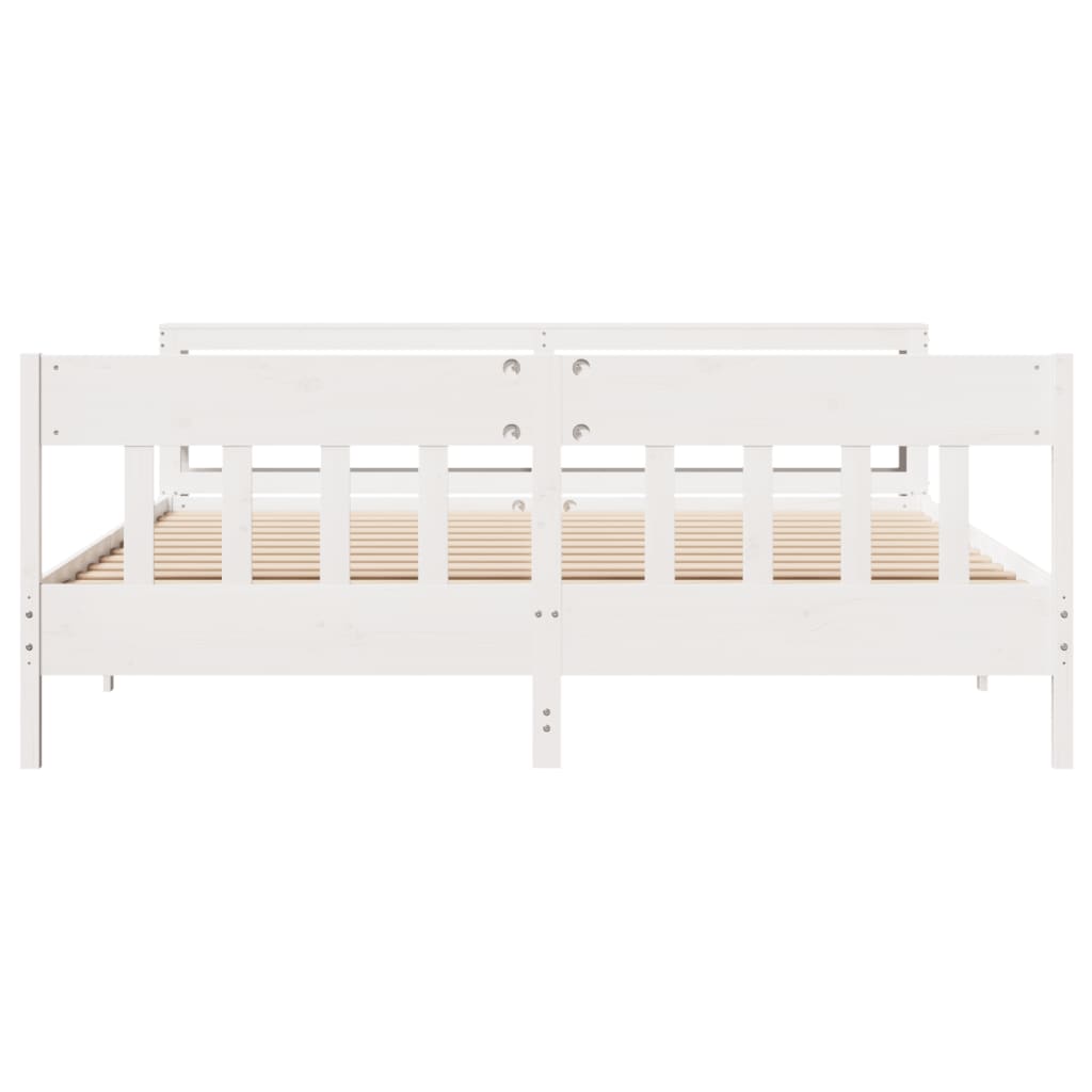 Bedframe zonder matras massief grenenhout wit 200x200 cm