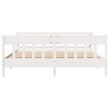 Bedframe zonder matras massief grenenhout wit 200x200 cm
