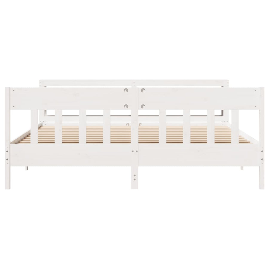 Bedframe zonder matras massief grenenhout wit 200x200 cm
