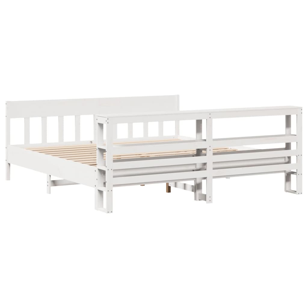 Bedframe zonder matras massief grenenhout wit 200x200 cm