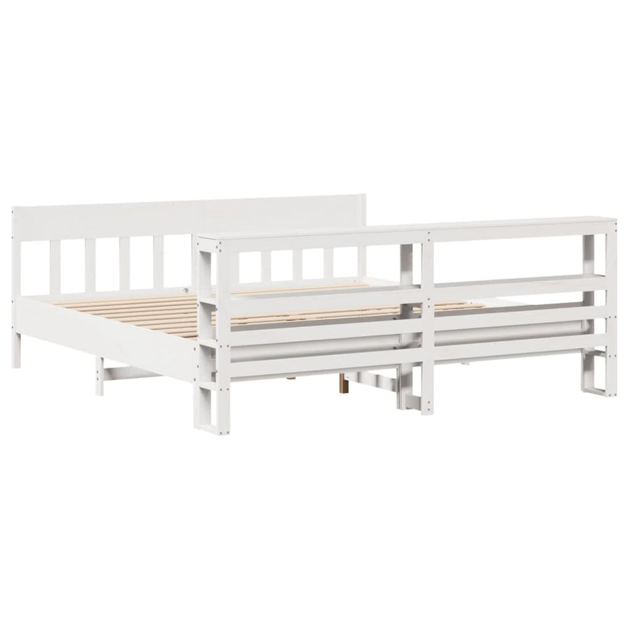 Bedframe zonder matras massief grenenhout wit 200x200 cm