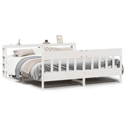 Bedframe massief grenenhout wit 200x200 cm