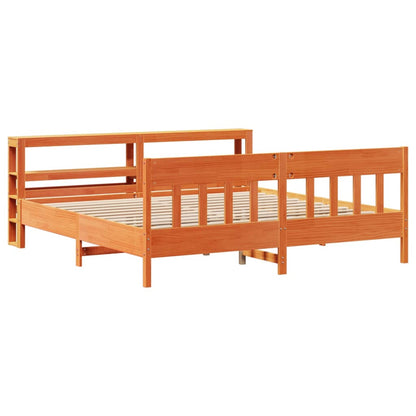 Bedframe zonder matras massief grenenhout wasbruin 200x200 cm