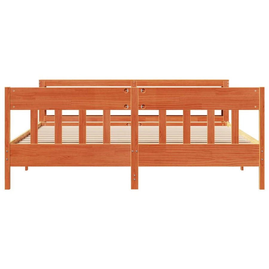 Bedframe zonder matras massief grenenhout wasbruin 200x200 cm
