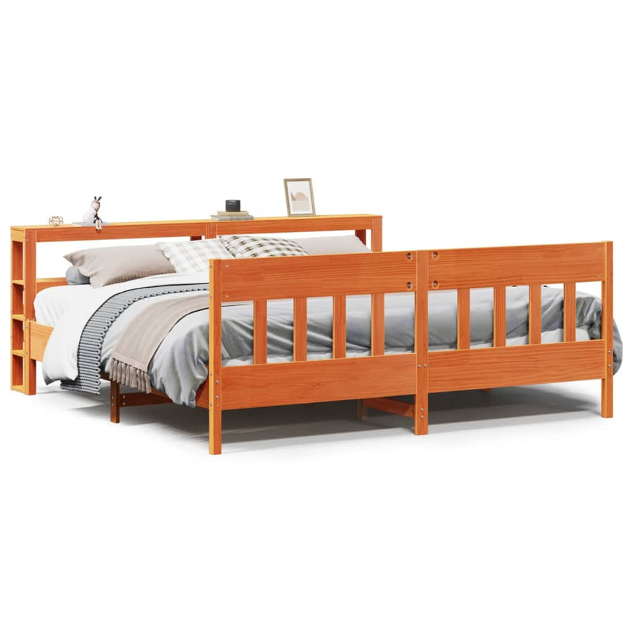 Bedframe zonder matras massief grenenhout wasbruin 200x200 cm