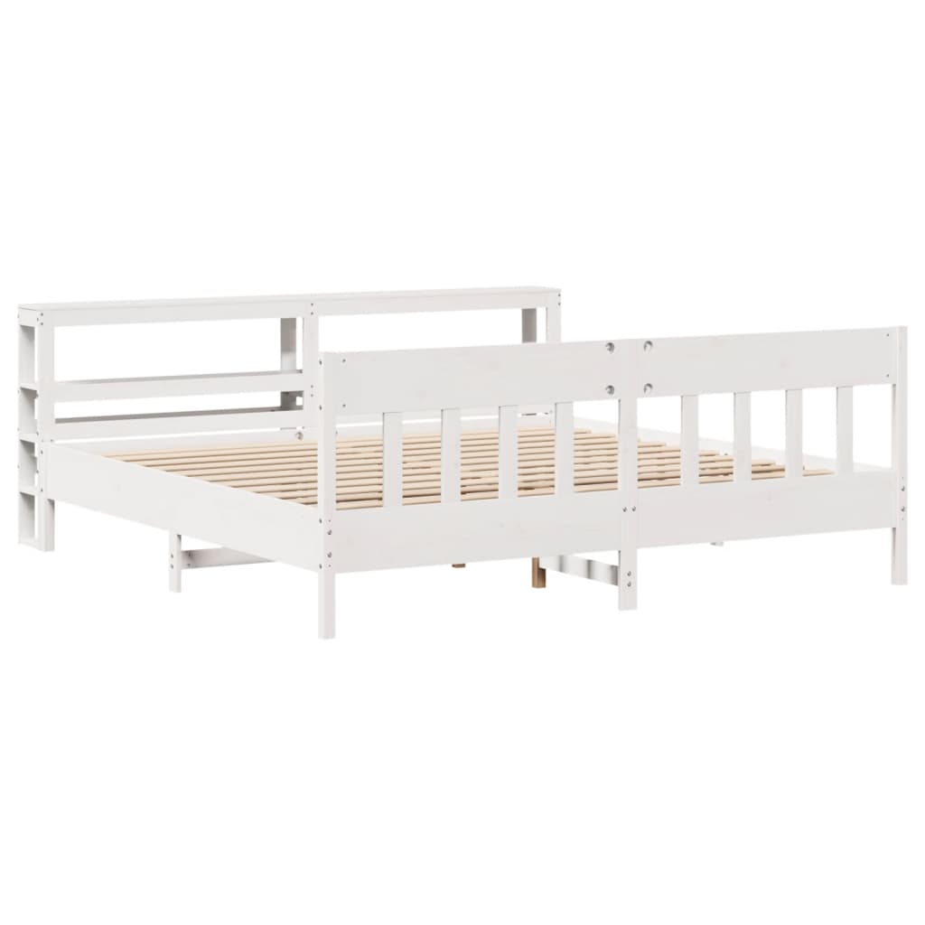 Bedframe zonder matras massief grenenhout wit 180x200 cm
