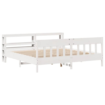 Bedframe zonder matras massief grenenhout wit 180x200 cm