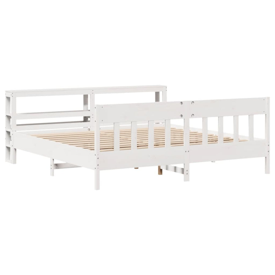 Bedframe zonder matras massief grenenhout wit 180x200 cm