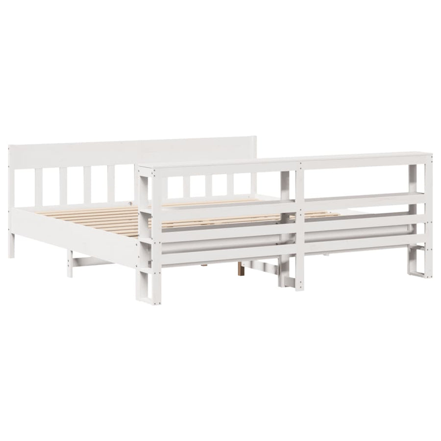 Bedframe zonder matras massief grenenhout wit 180x200 cm