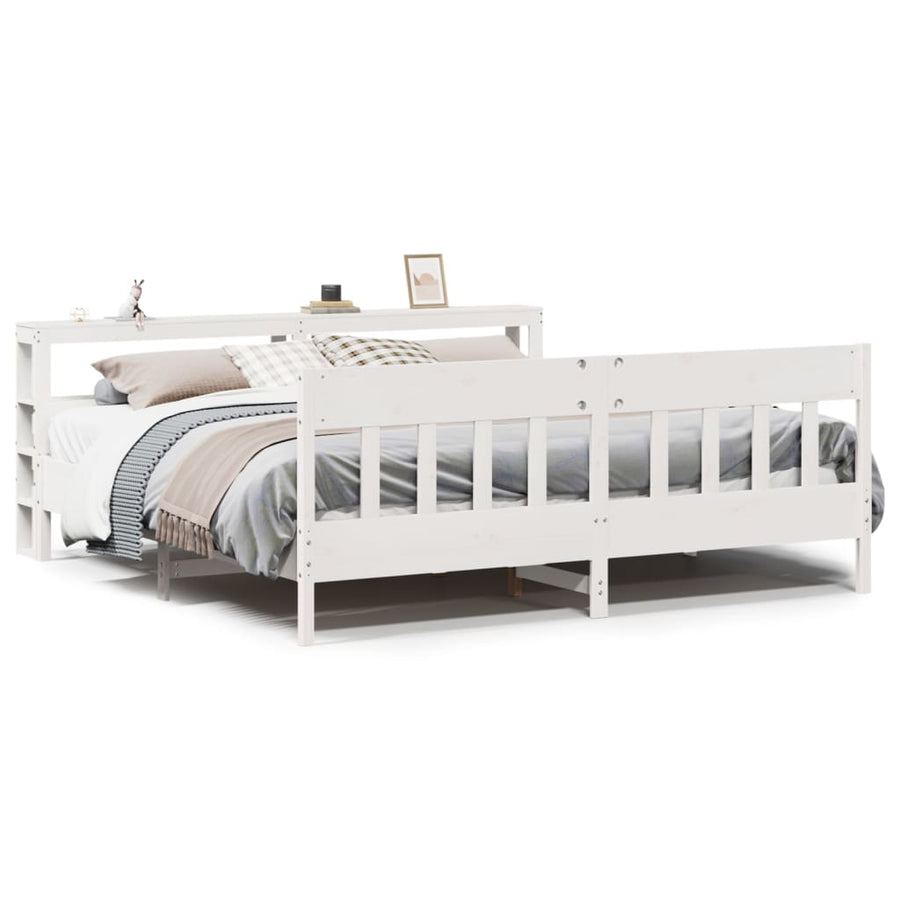 Bedframe zonder matras massief grenenhout wit 180x200 cm