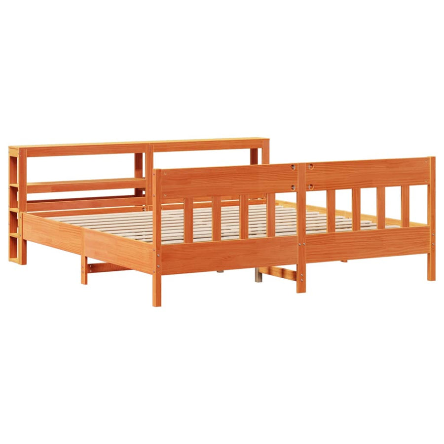 Bedframe zonder matras massief grenenhout wasbruin 180x200 cm