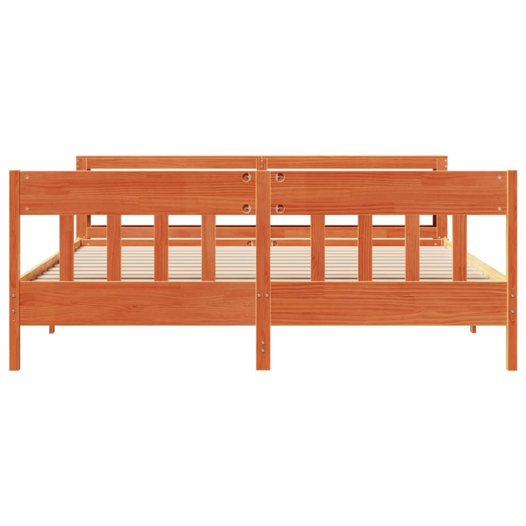 Bedframe zonder matras massief grenenhout wasbruin 180x200 cm