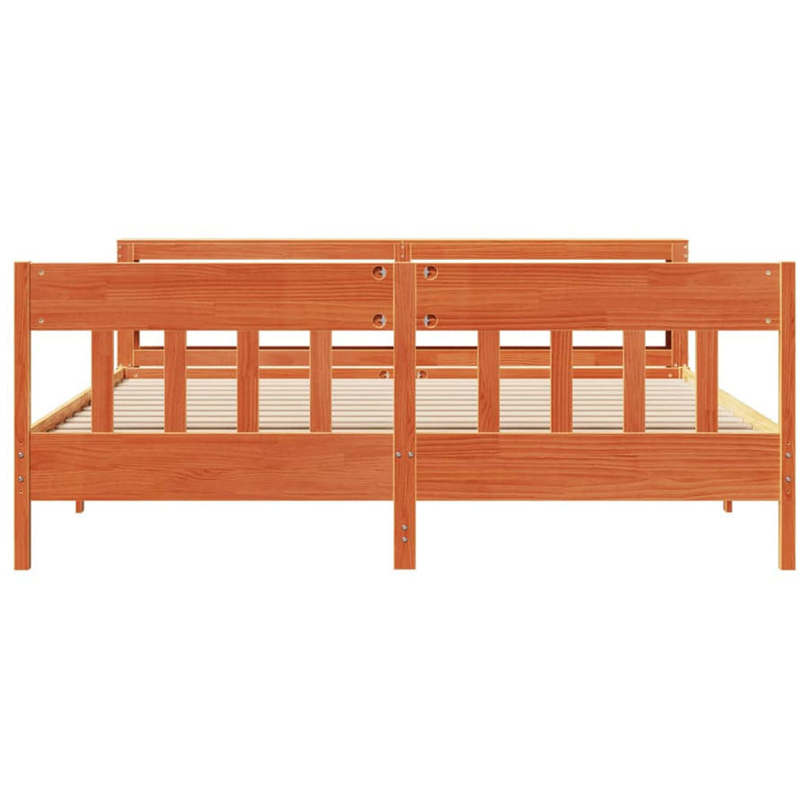 Bedframe zonder matras massief grenenhout wasbruin 180x200 cm