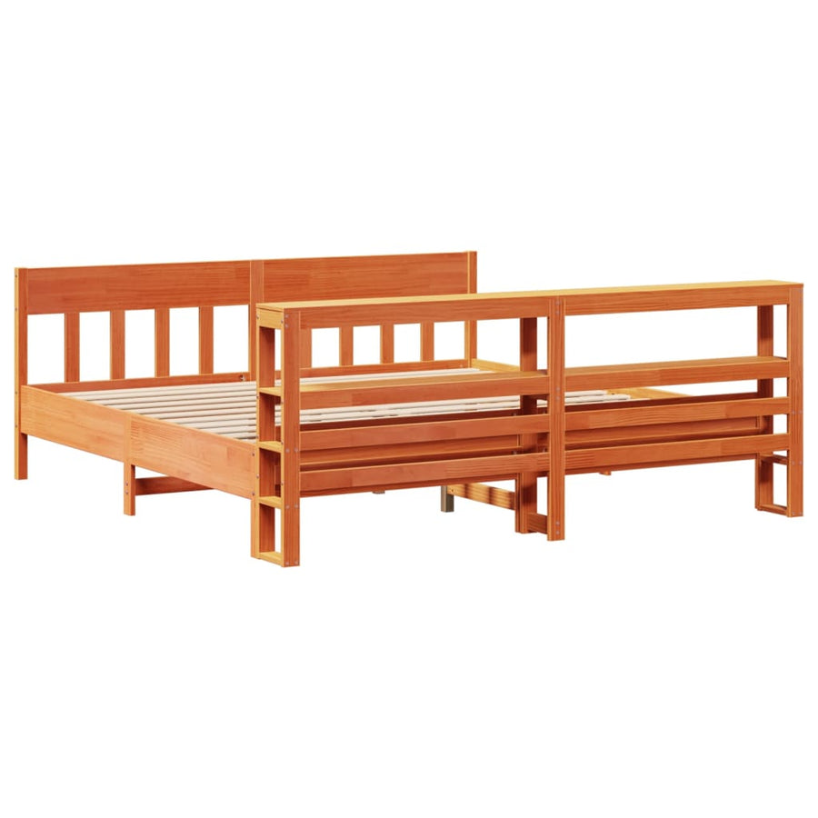 Bedframe zonder matras massief grenenhout wasbruin 180x200 cm