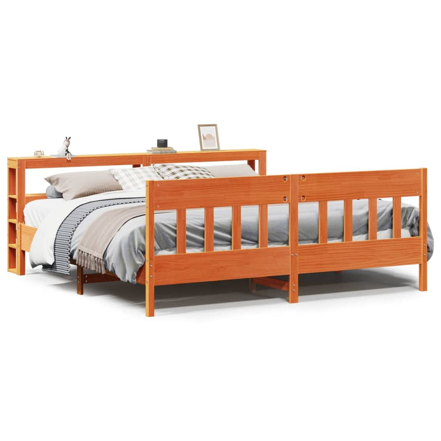Bedframe zonder matras massief grenenhout wasbruin 180x200 cm