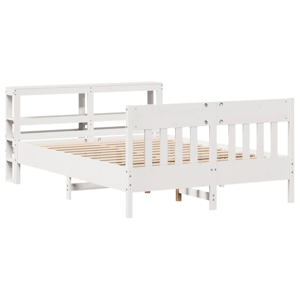 Bedframe zonder matras massief grenenhout wit 160x200 cm