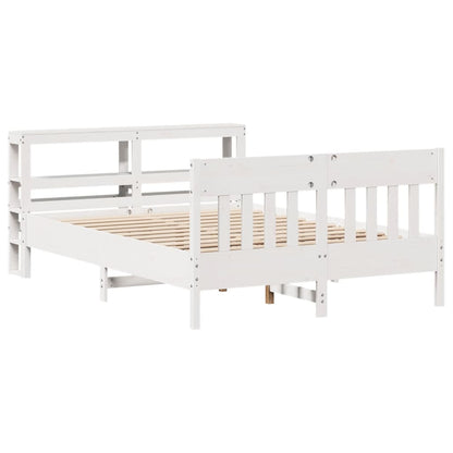 Bedframe zonder matras massief grenenhout wit 160x200 cm