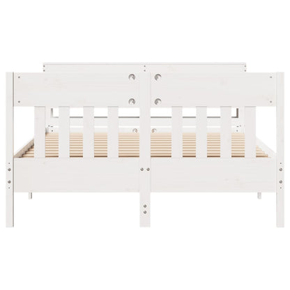 Bedframe zonder matras massief grenenhout wit 160x200 cm