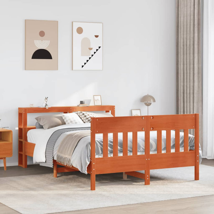 Bedframe zonder matras massief grenenhout wasbruin 160x200 cm
