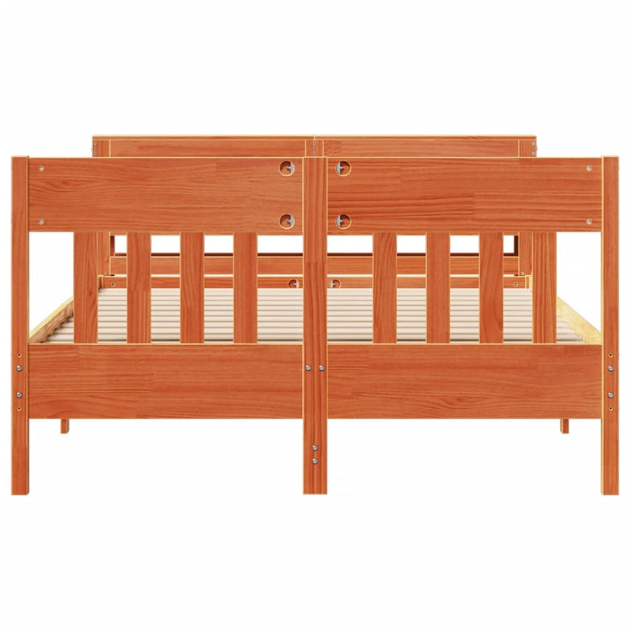 Bedframe zonder matras massief grenenhout wasbruin 160x200 cm