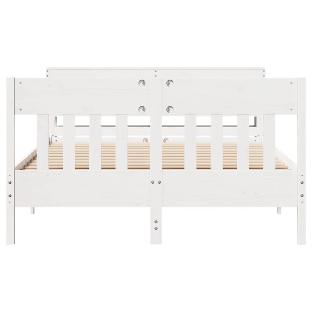 Bedframe zonder matras massief grenenhout wit 150x200 cm