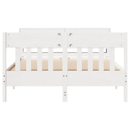 Bedframe zonder matras massief grenenhout wit 150x200 cm