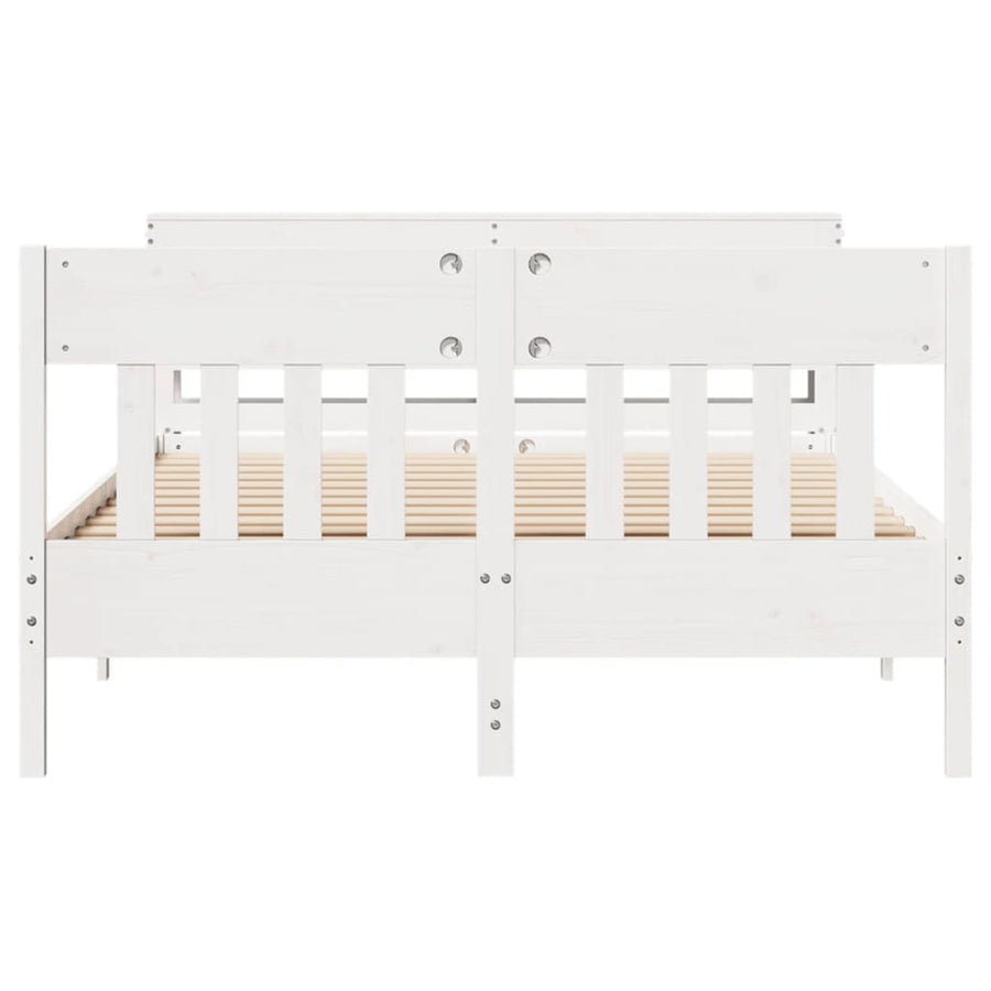 Bedframe zonder matras massief grenenhout wit 150x200 cm
