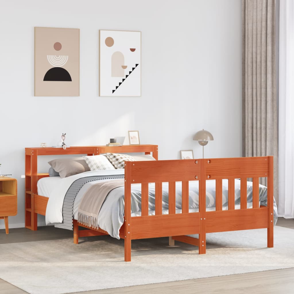 Bedframe zonder matras massief grenenhout wasbruin 150x200 cm