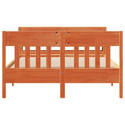 Bedframe zonder matras massief grenenhout wasbruin 150x200 cm