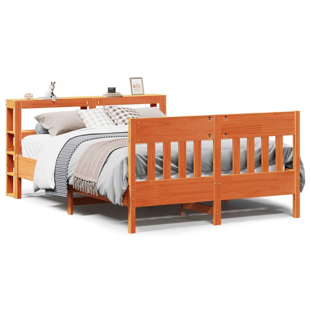 Bedframe zonder matras massief grenenhout wasbruin 150x200 cm
