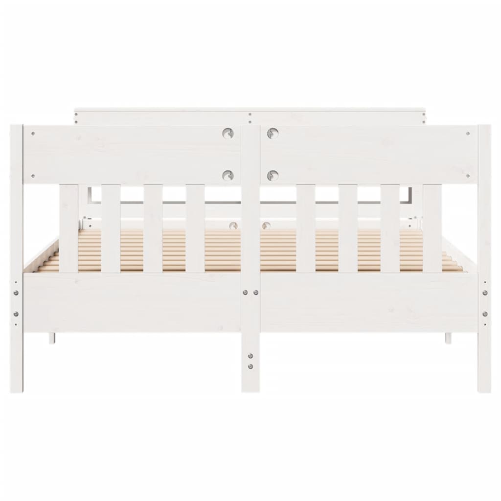Bedframe zonder matras massief grenenhout wit 140x200 cm