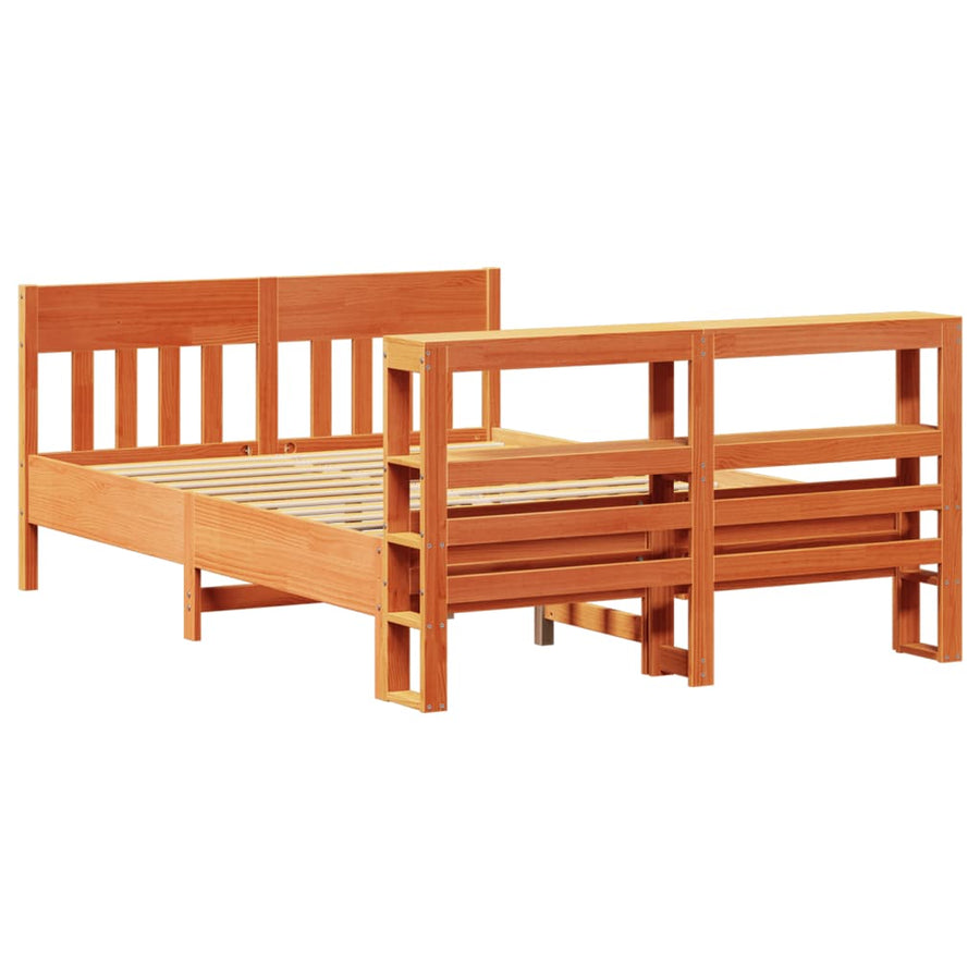Bedframe zonder matras massief grenenhout wasbruin 140x200 cm